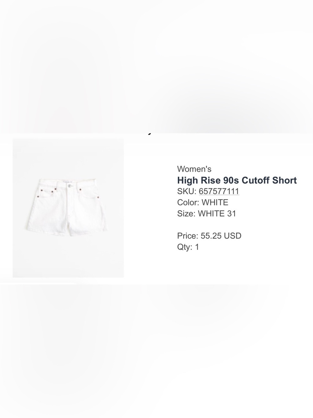 Abercrombie & Fitch White High-Rise 90s Cuffed Shorts